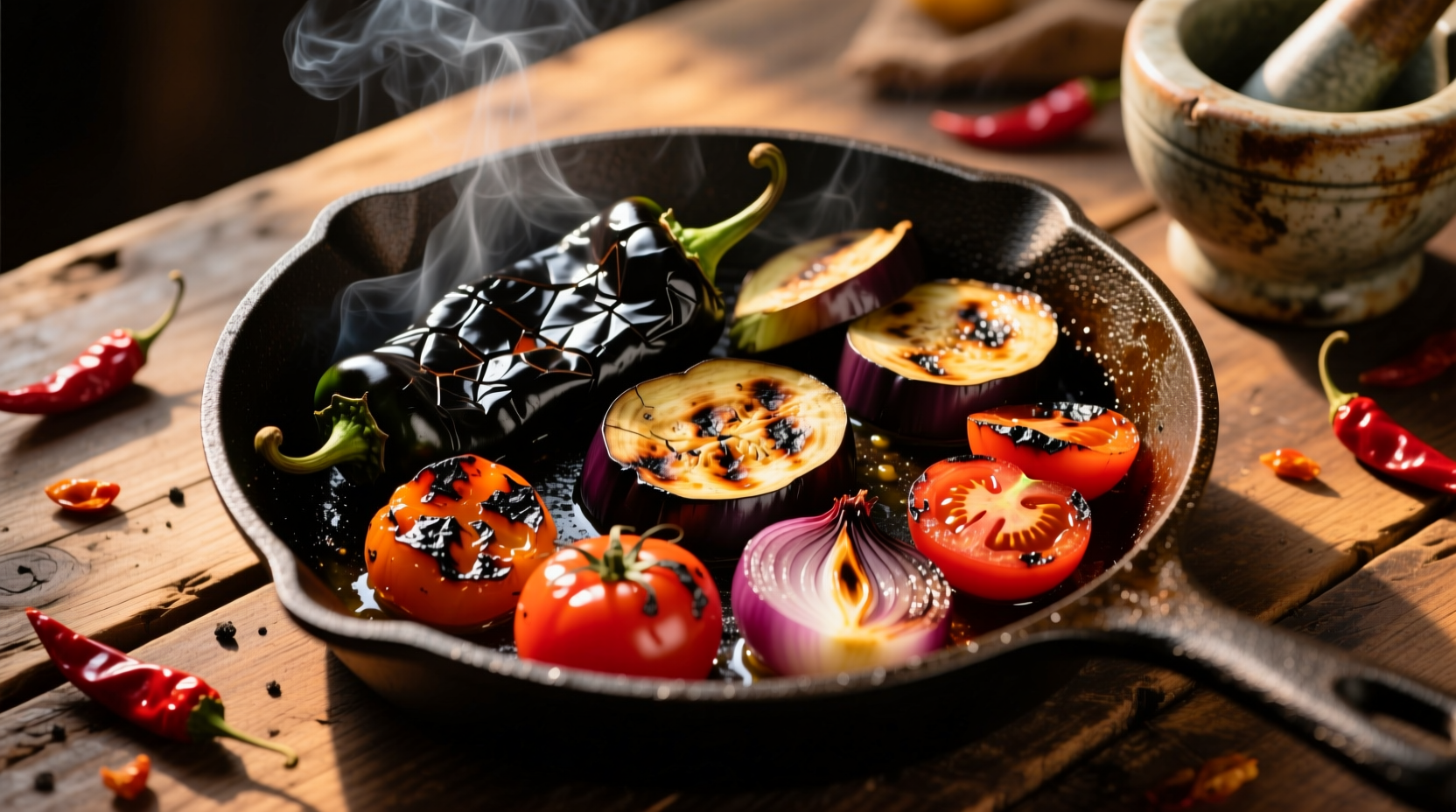 broiled charred vegetables for better salsa chili sauce