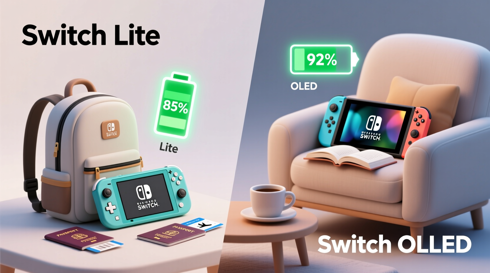 nintendo switch lite vs oled which is better for travel and battery life