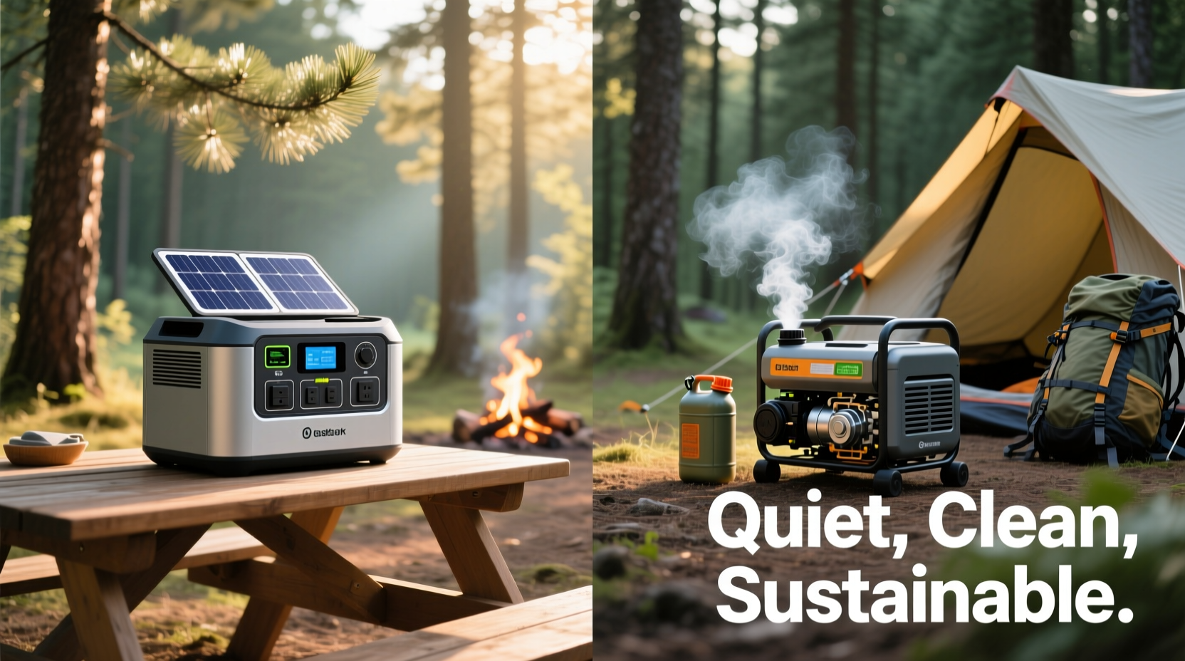portable power station vs gas generator quiet clean energy for camping