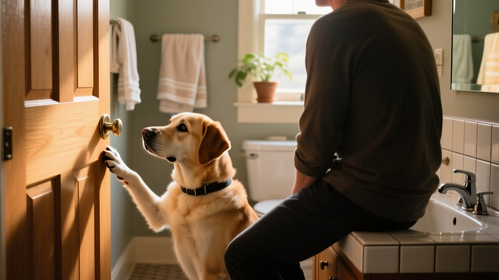 Watch Diesel the Service Dog Open the Bathroom Door To Be Near His Human in Adorable TikTok