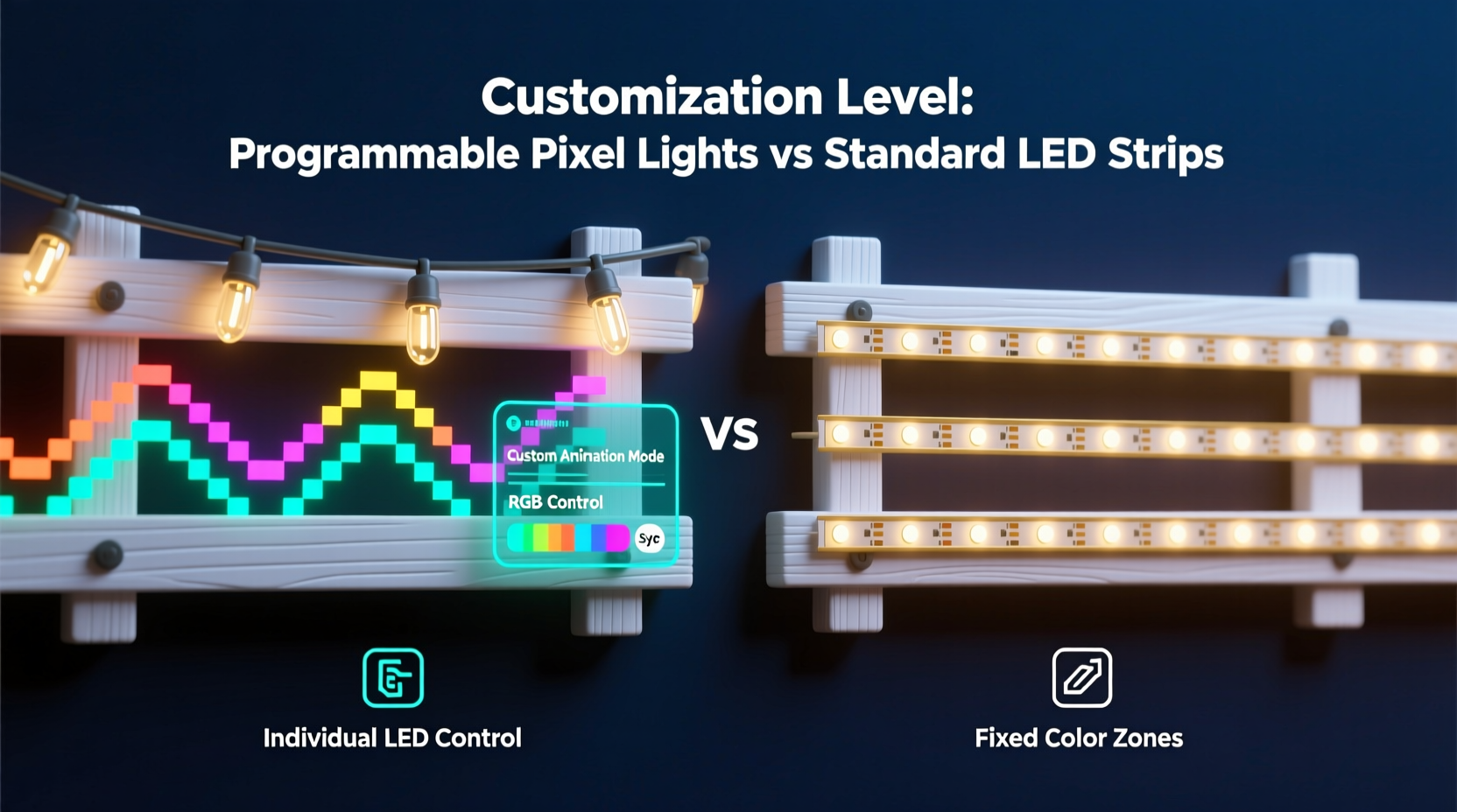 programmable pixel christmas lights vs standard led strips customization level