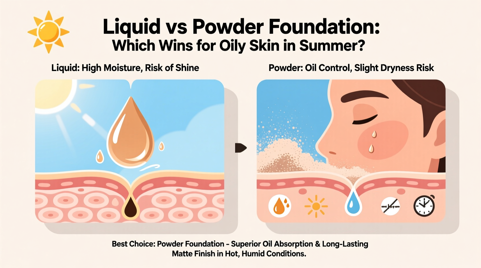 liquid vs powder foundation which one handles oily skin better in summer