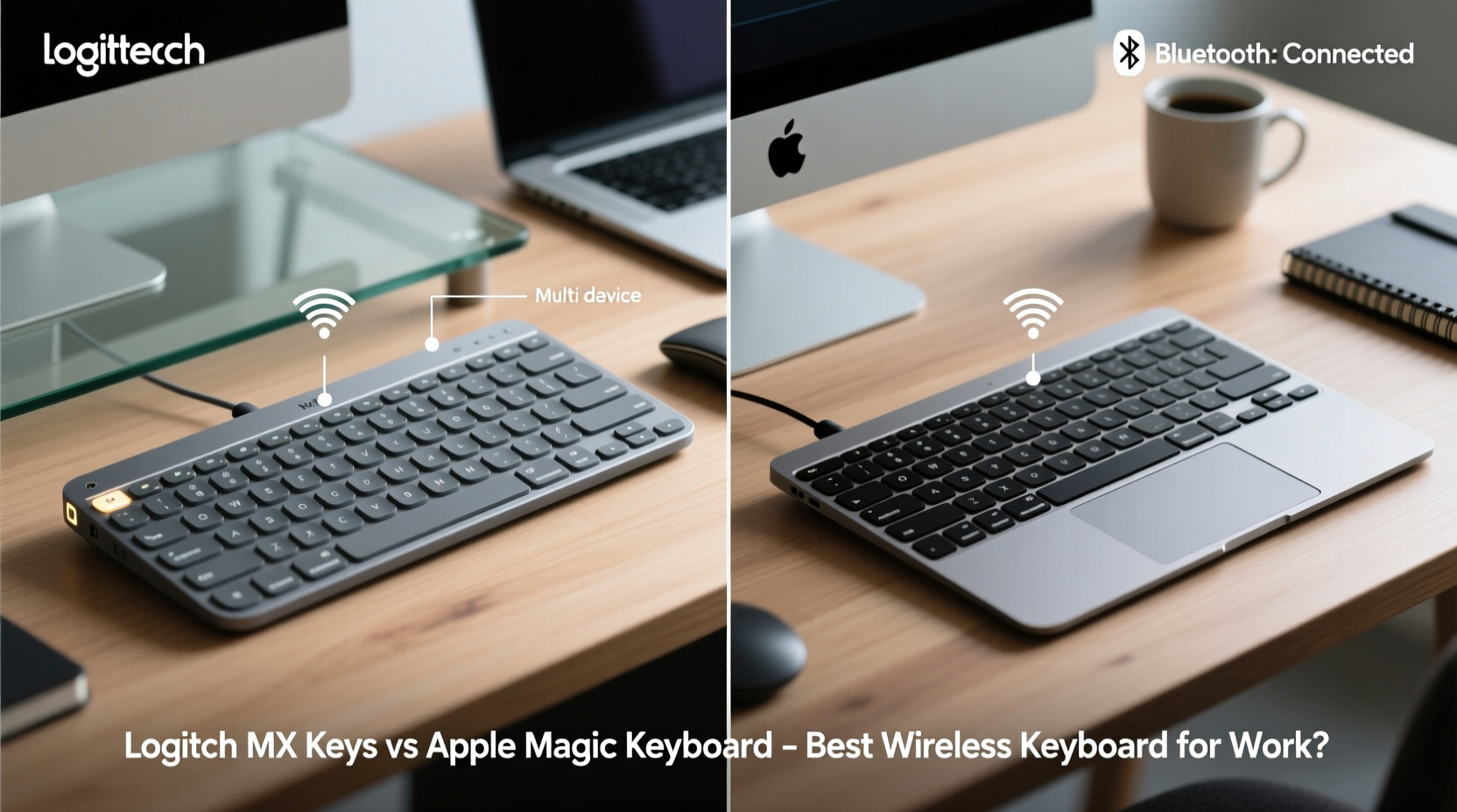 logitech mx keys vs apple magic keyboard best wireless pick for work
