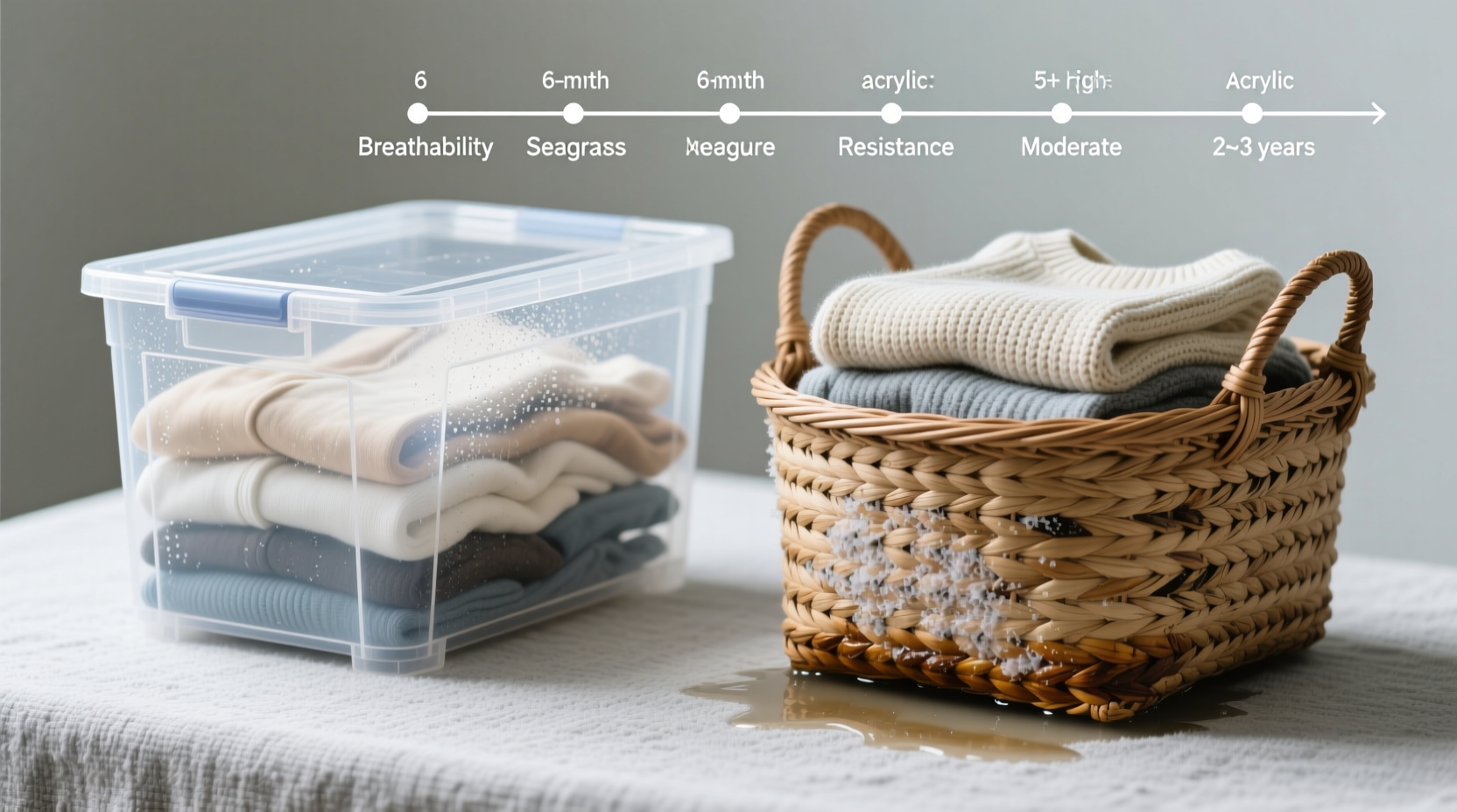 closet organization tips acrylic vs seagrass breathability