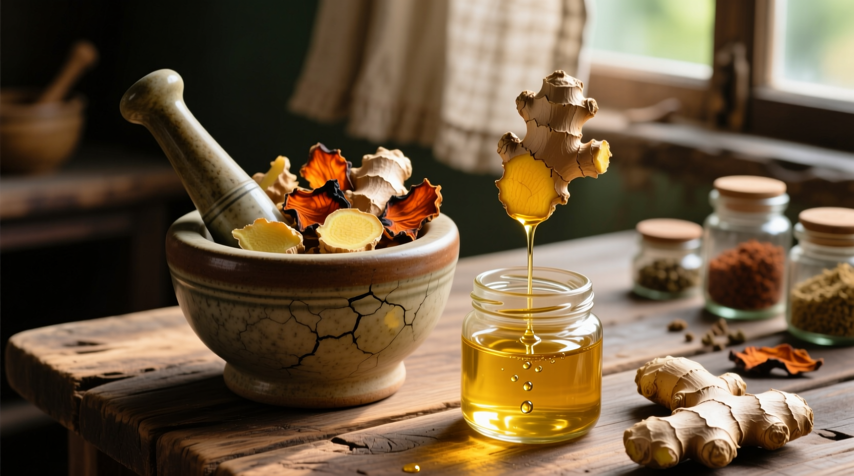 use dried up ginger to make a flavored oil