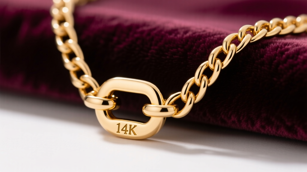 A 1.5mm solid 14k gold box chain draped over velvet, showing a macro view of the secure lobster clasp and the stamped hallmark.