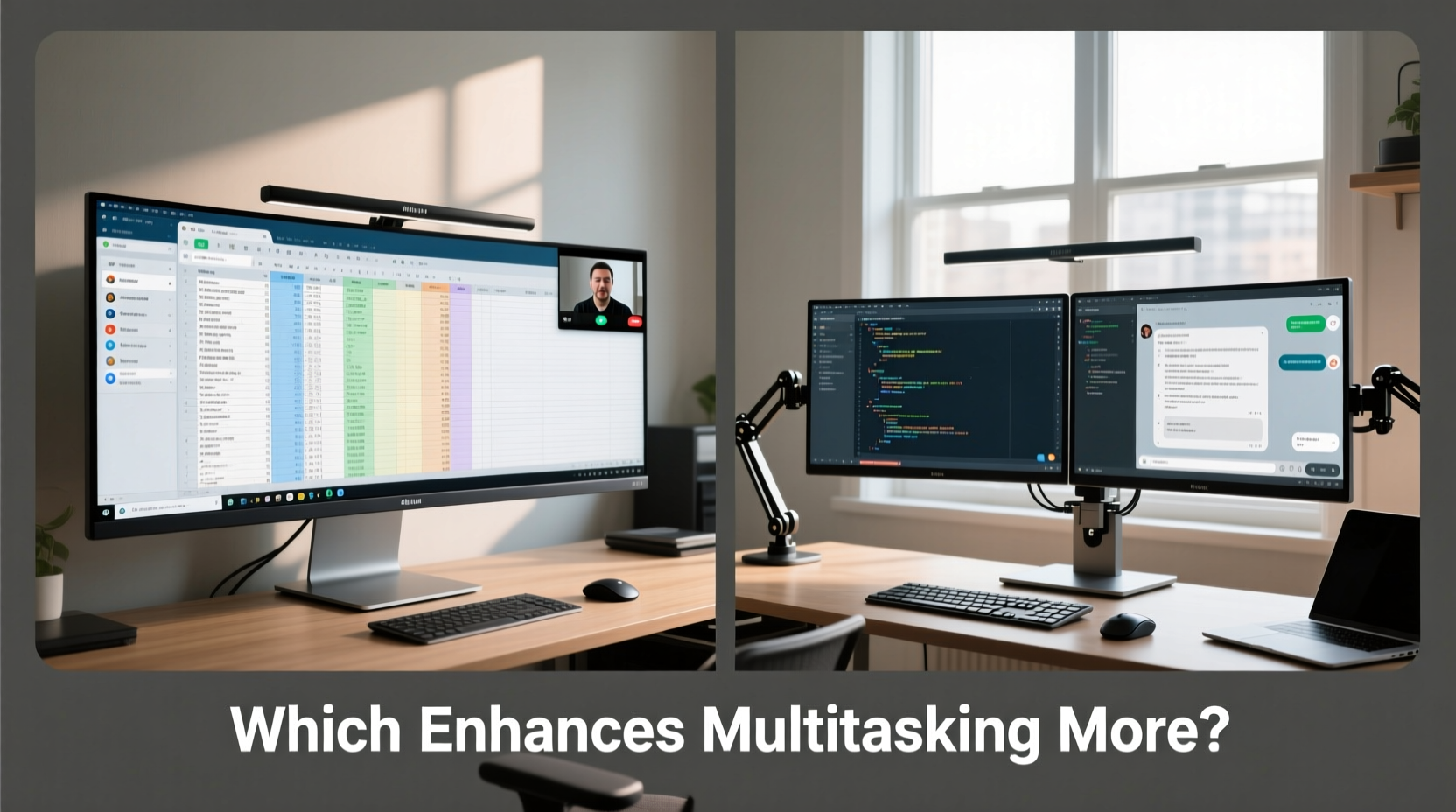 ultrawide monitor vs dual screen setup which enhances multitasking most