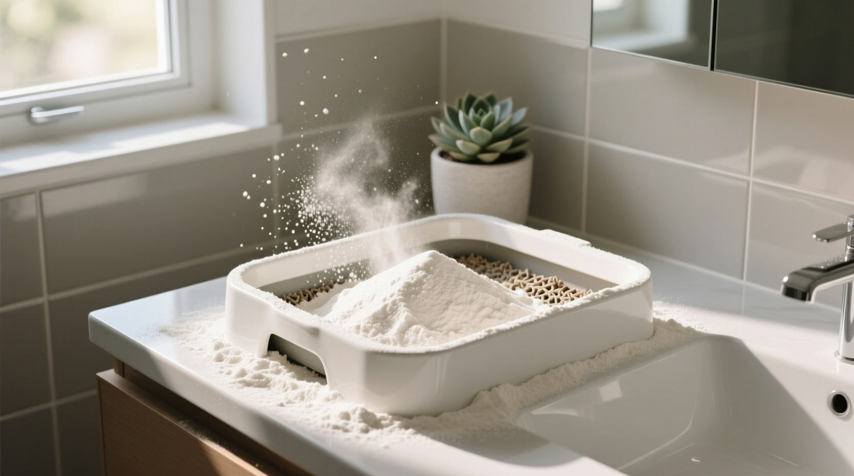 fight off foul litter box odors with a layer of baking