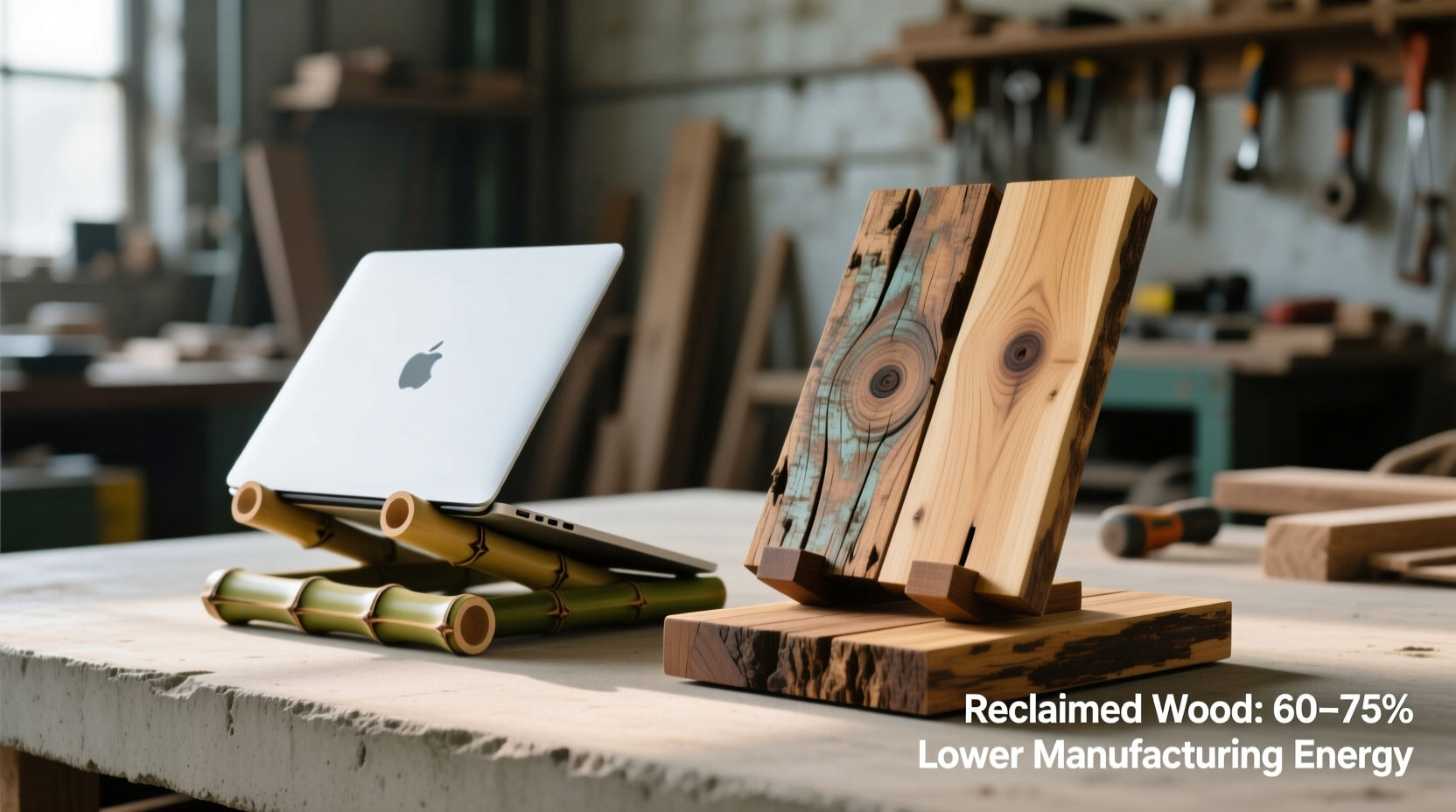 bamboo vs reclaimed wood laptop stands energy truth