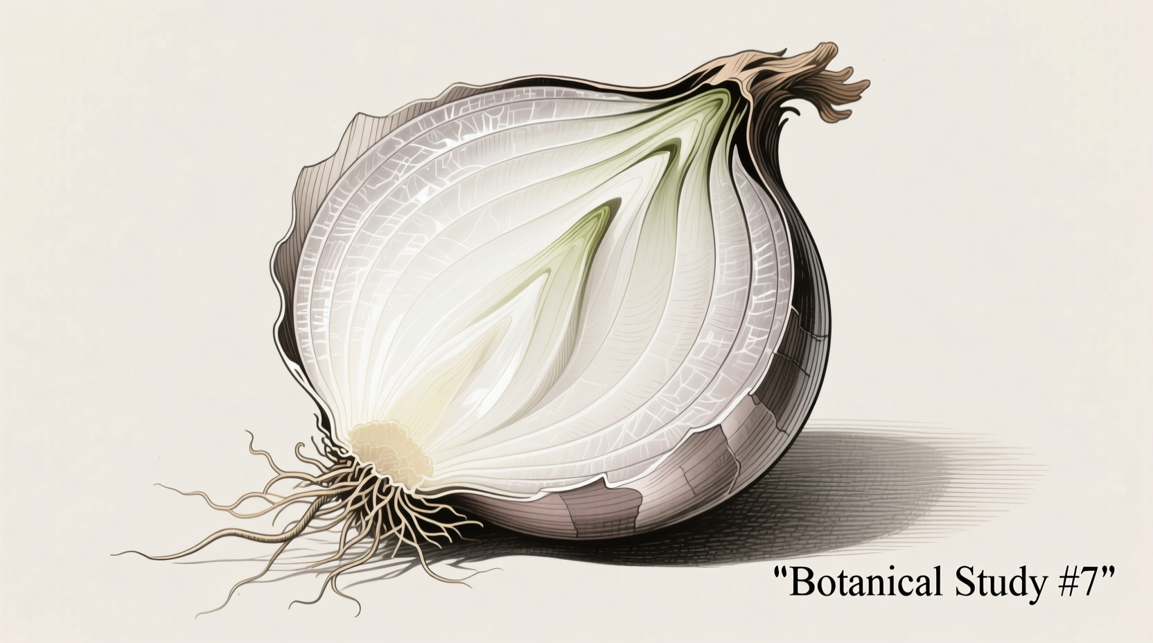 illustration of a detailed onion sketch