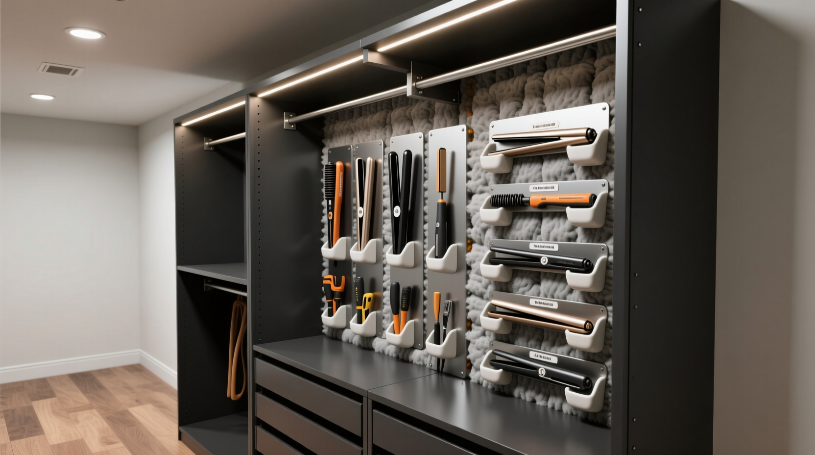 closet organization tips for flat irons curling wands