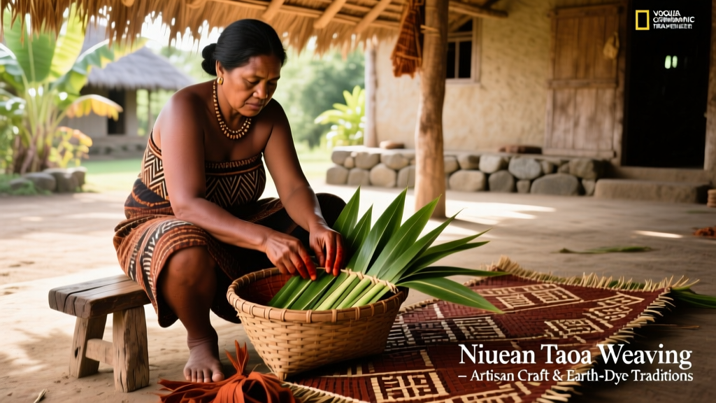Niuean Taoa Weaving Pandanus Leaf Splitting And Dyeing With Iron Rich Soil