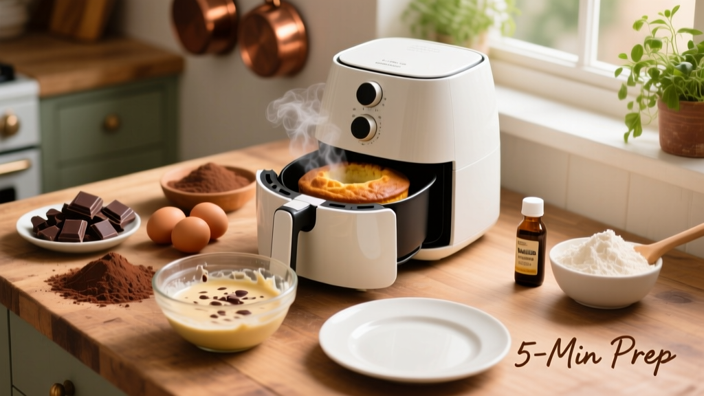 Easy Air Fryer Chocolate Cake Recipe (5-Min Prep!)