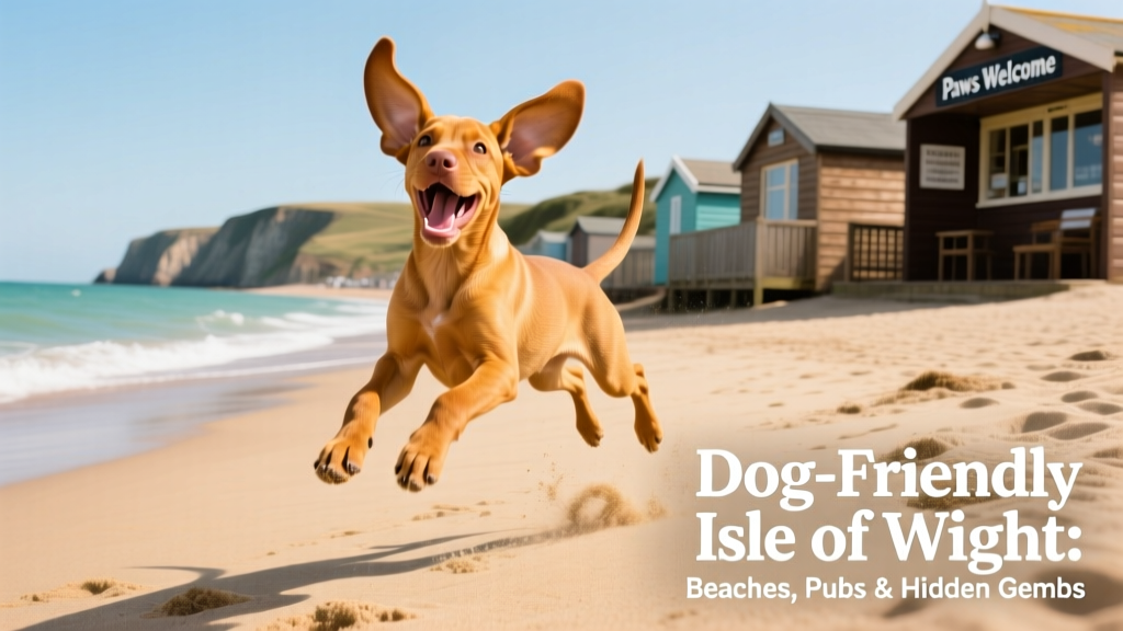 A Vizsla puppy playing joyfully on a sunlit, dog-friendly beach