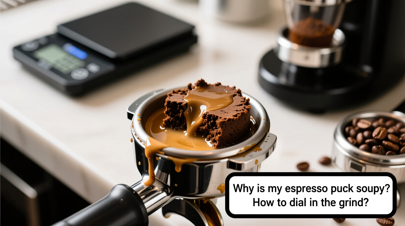why is my espresso puck soupy and how to dial in the grind