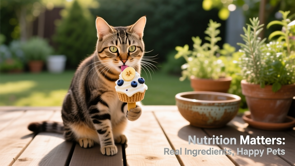 Cat eating a frozen treat