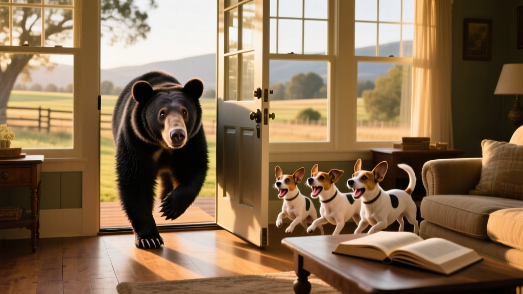 Bear Enters California Home Only to Be Chased Off By Barking Terriers
