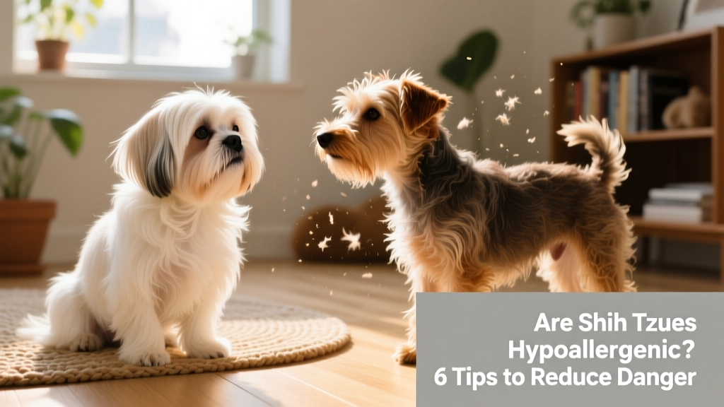 Side-by-side comparison showing a Shih Tzu's fine, flowing coat versus a short-haired terrier's coarse, shedding coat