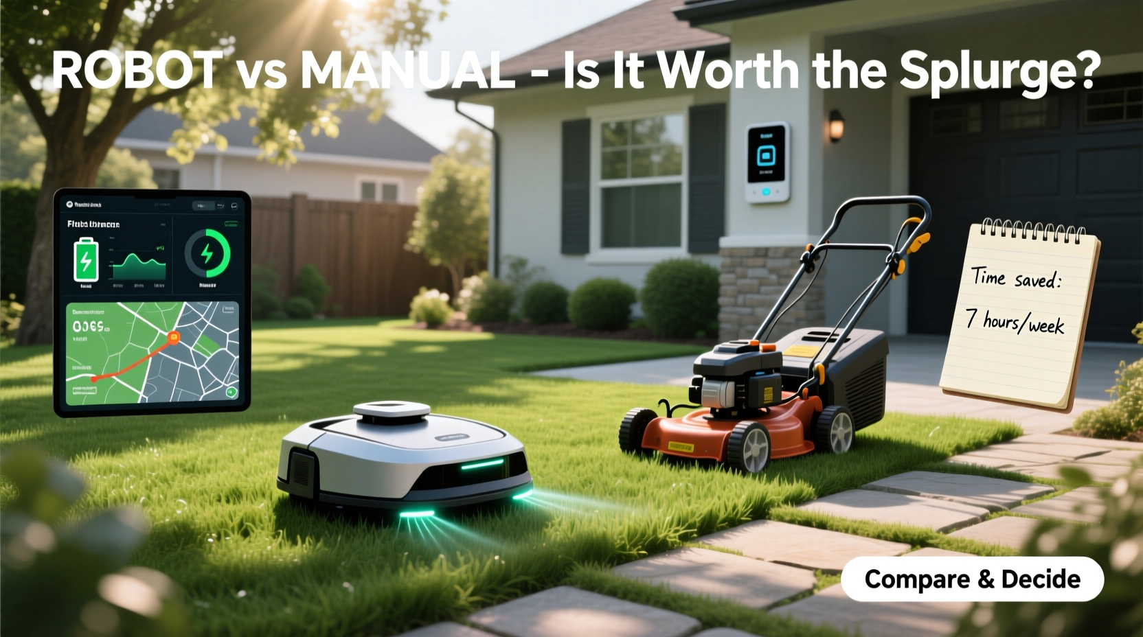 robot lawn mower vs manual push which is worth the splurge