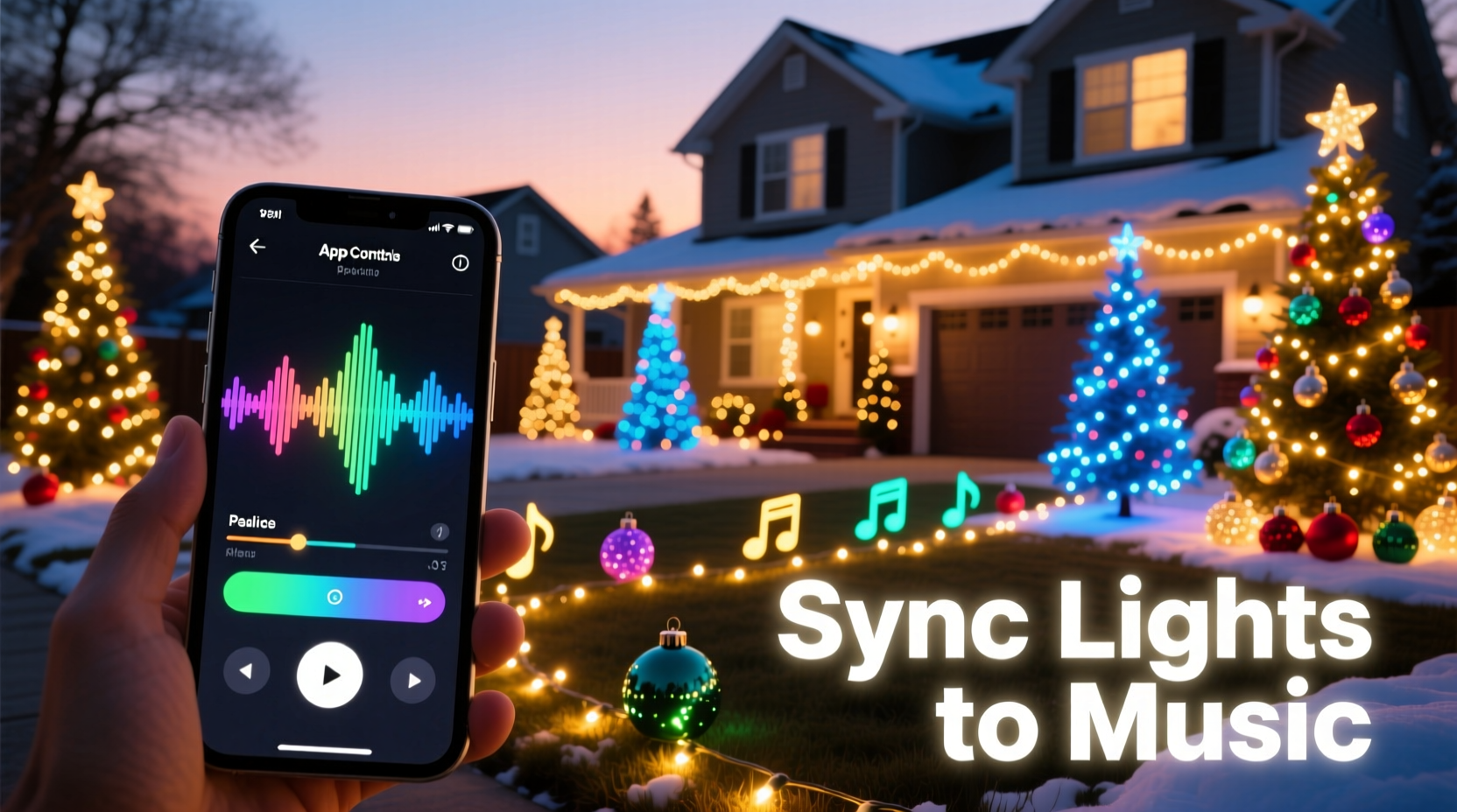 how to use app controlled lights to sync music with your christmas display