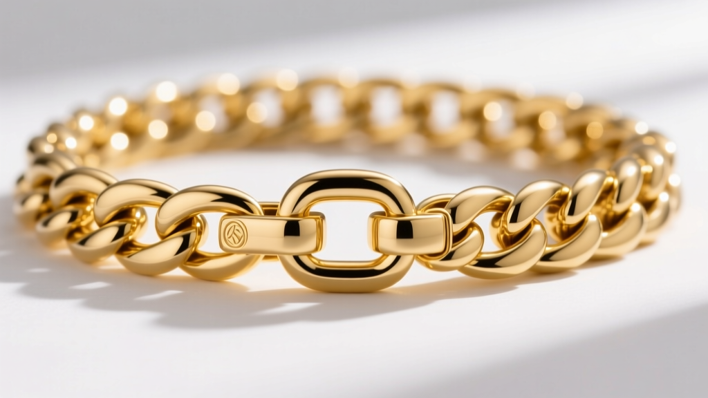 Macro photography of a 3mm 18k yellow gold Cuban link chain with a 12mm lobster clasp, highlighting the interlocking link structure