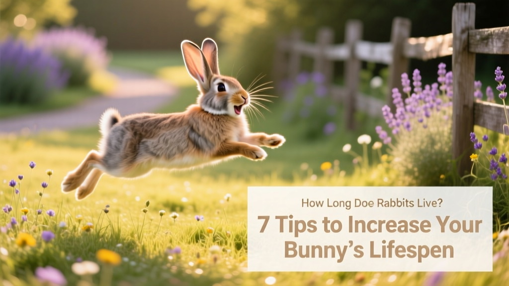 A happy rabbit mid-binky—leaping joyfully in open space with ears upright and hind legs extended