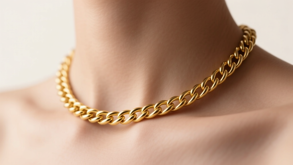 Macro shot of 18-inch 14k yellow gold rope chain resting on collarbone, highlighting 2mm link thickness under soft studio lighting