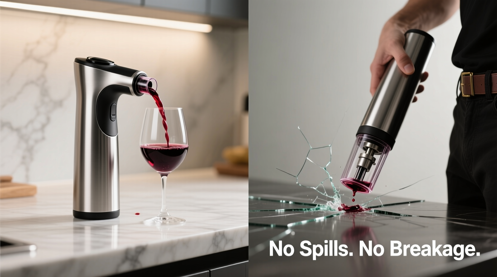 cordless wine pourers do they prevent spills or just break easily