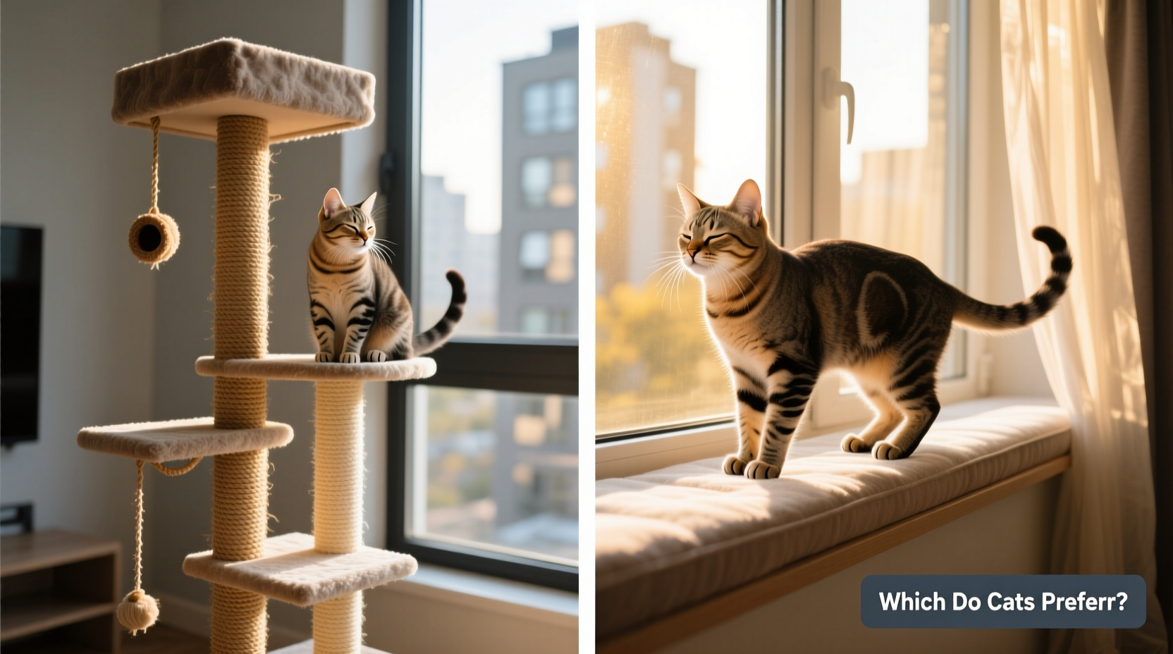 cat tree vs window perch which do felines actually enjoy more