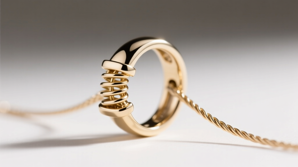 Close-up of a 14k white gold spring ring clasp on a delicate 0.6mm cable chain, revealing the internal tension spring mechanism.