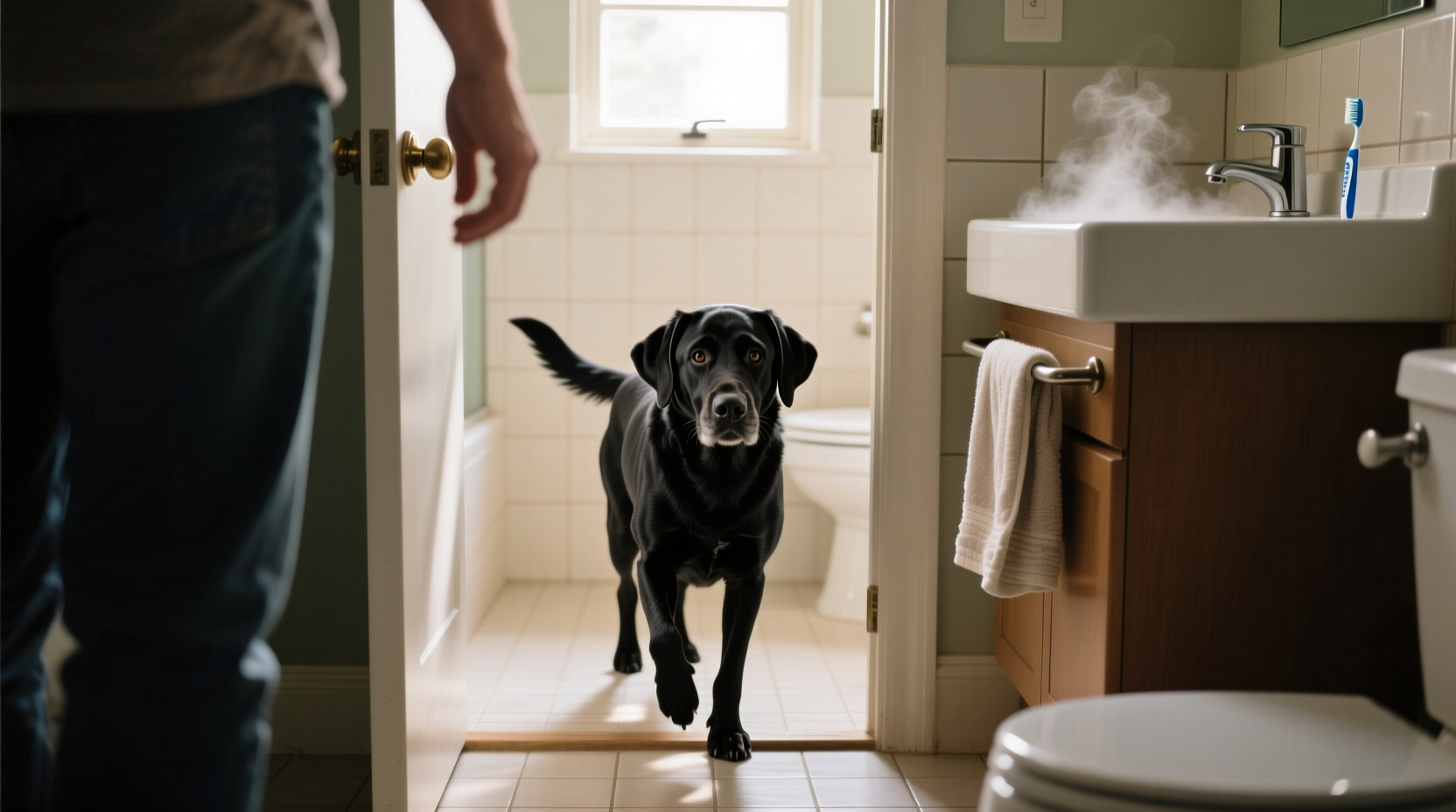 why does my dog follow me to the bathroom and is it normal behavior