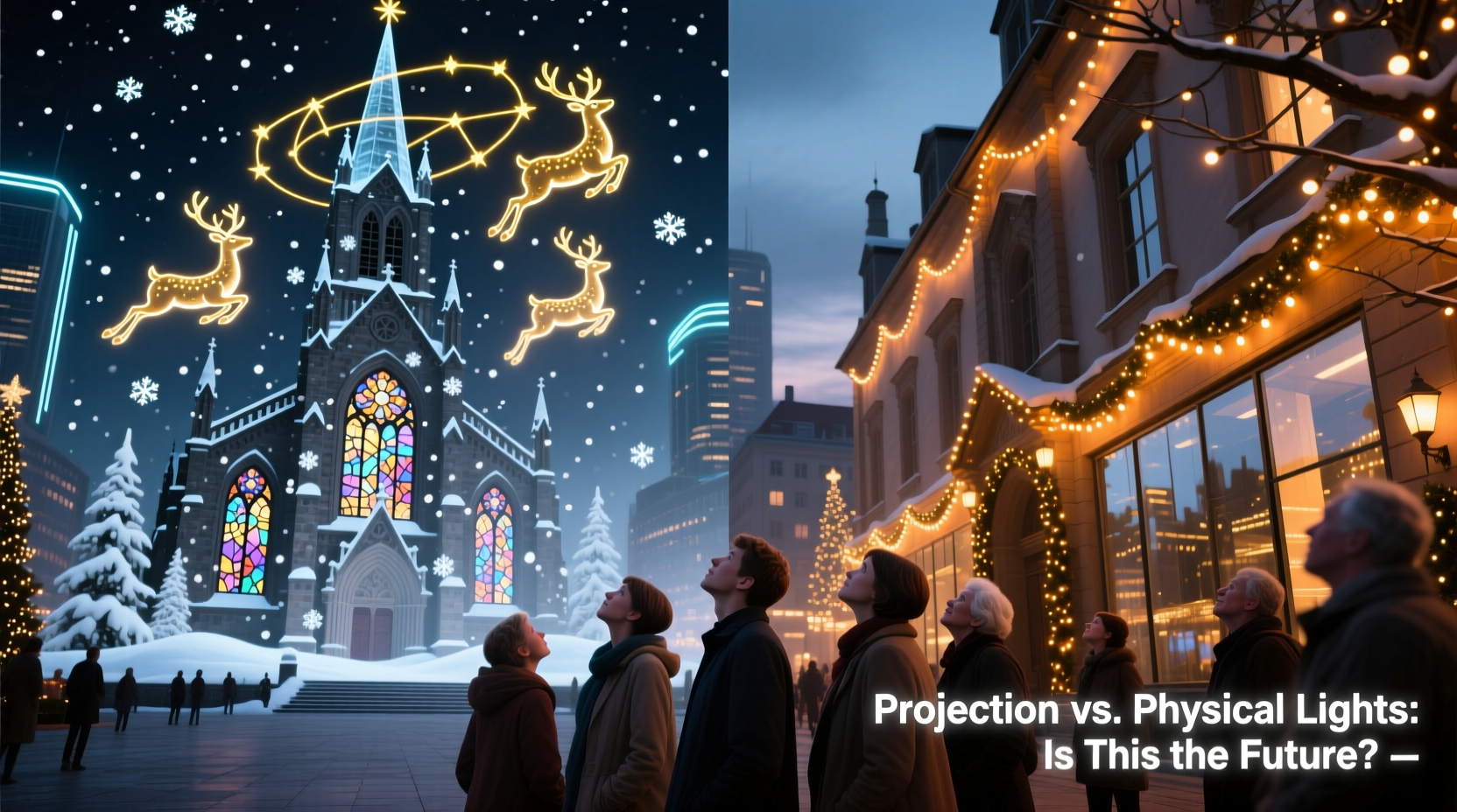 christmas projection mapping vs physical lights is it the future