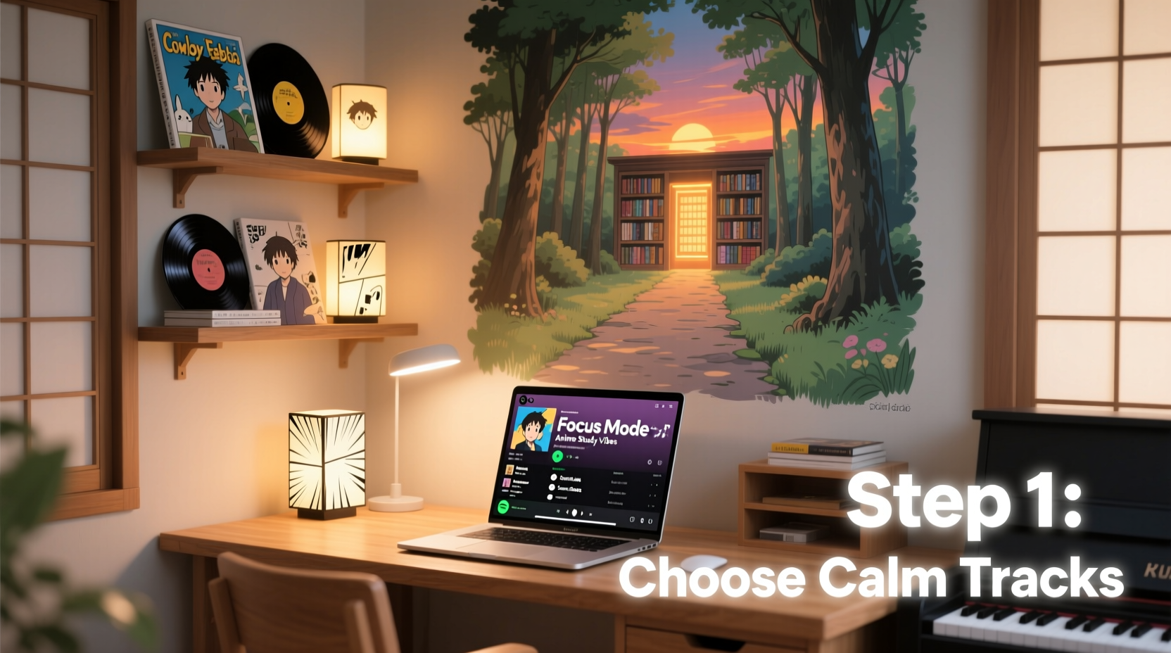step by step guide to creating a functional anime study playlist and space