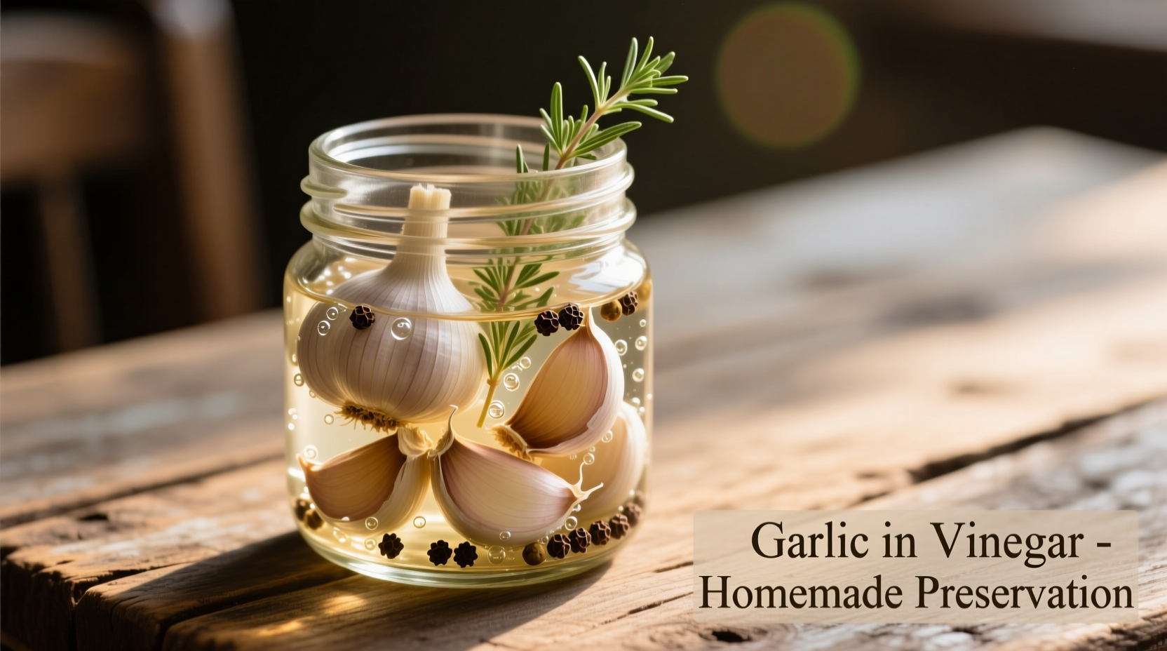 Fresh garlic cloves in mason jar with vinegar brine