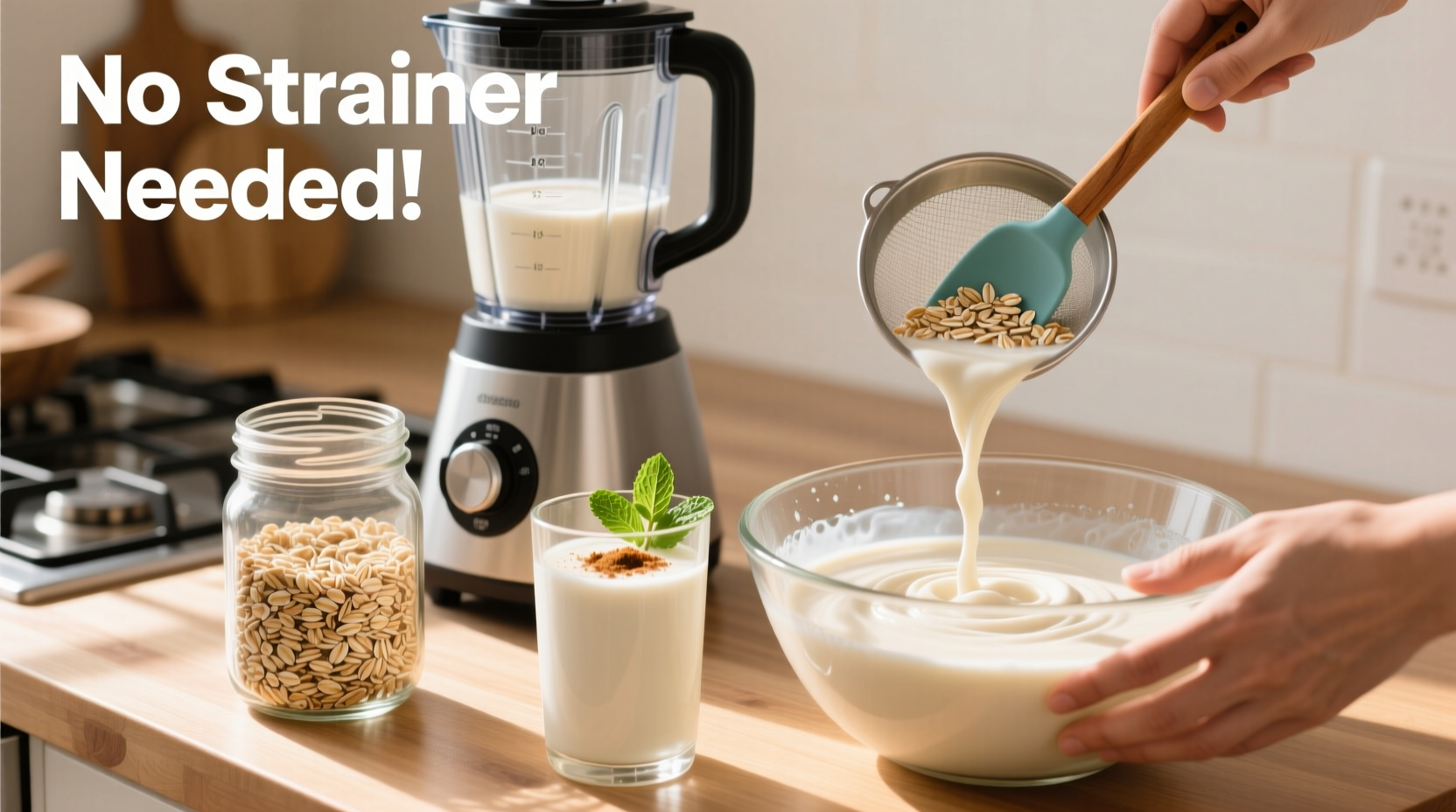 how to make oat milk at home with no strainer using just a blender