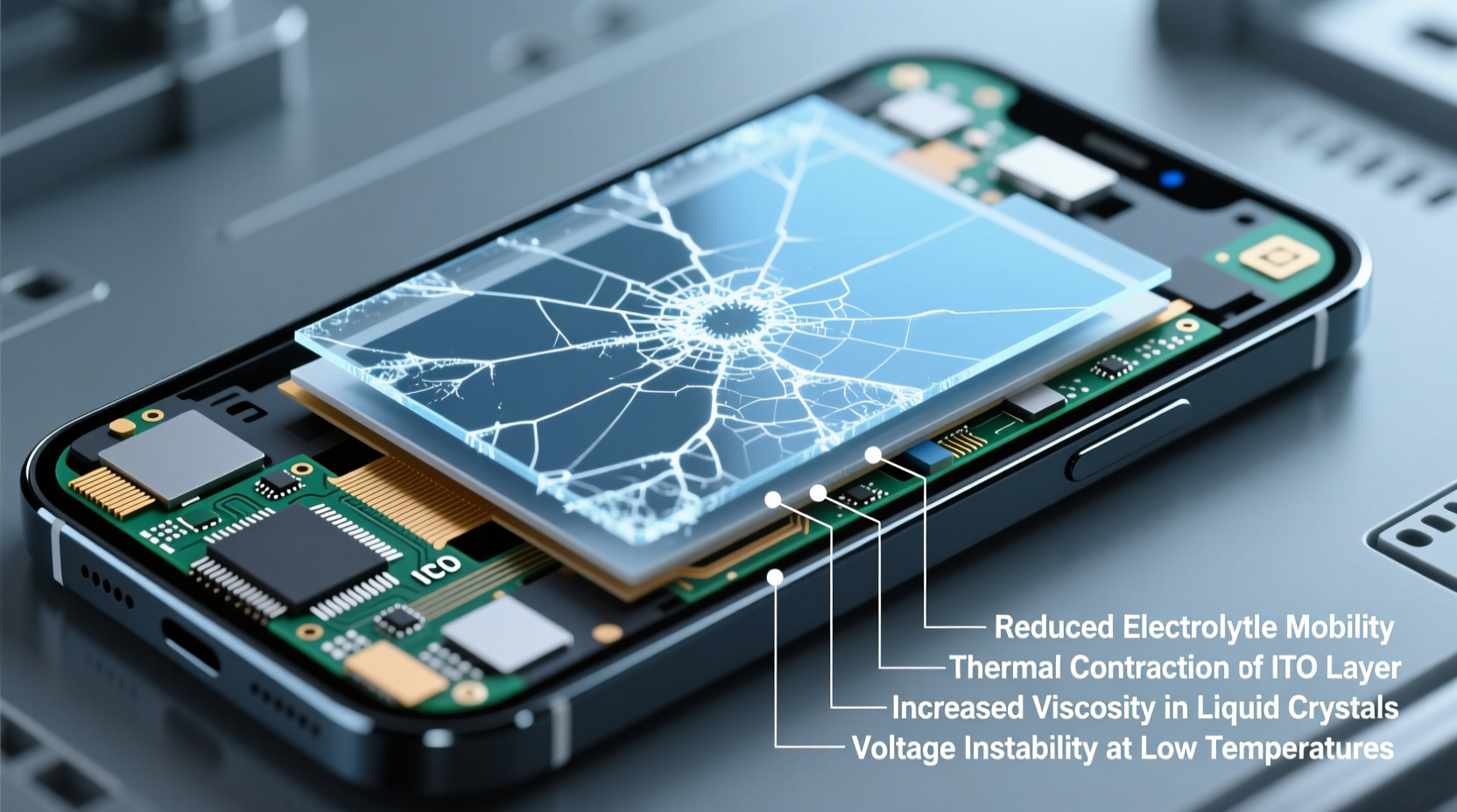 why does my phone screen flicker in cold weather technical reasons