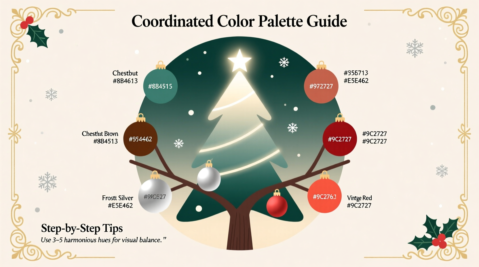 how to create a coordinated color palette for christmas tree ornaments