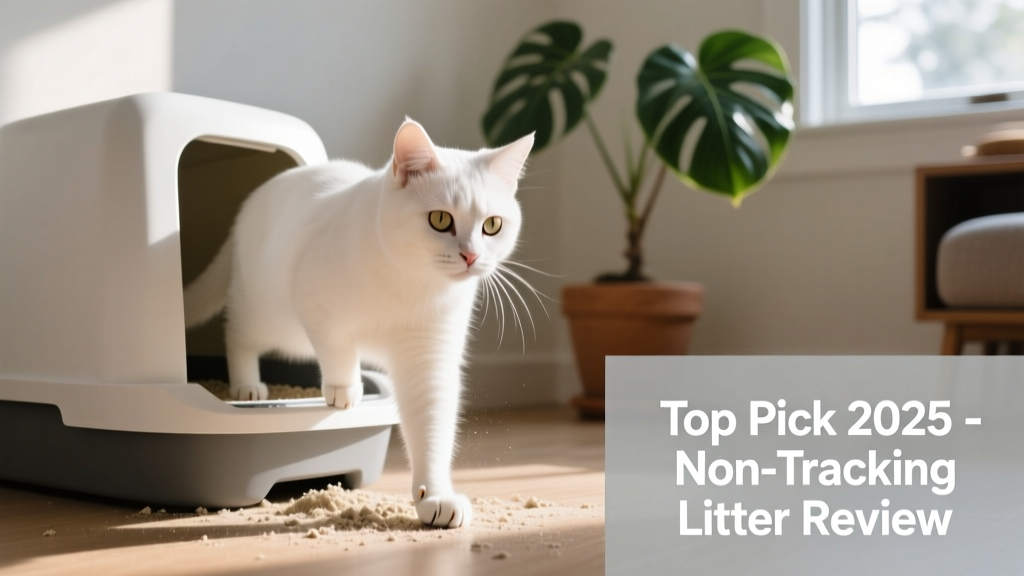 Close-up of a cat stepping out of a litter box with minimal litter clinging to its paws