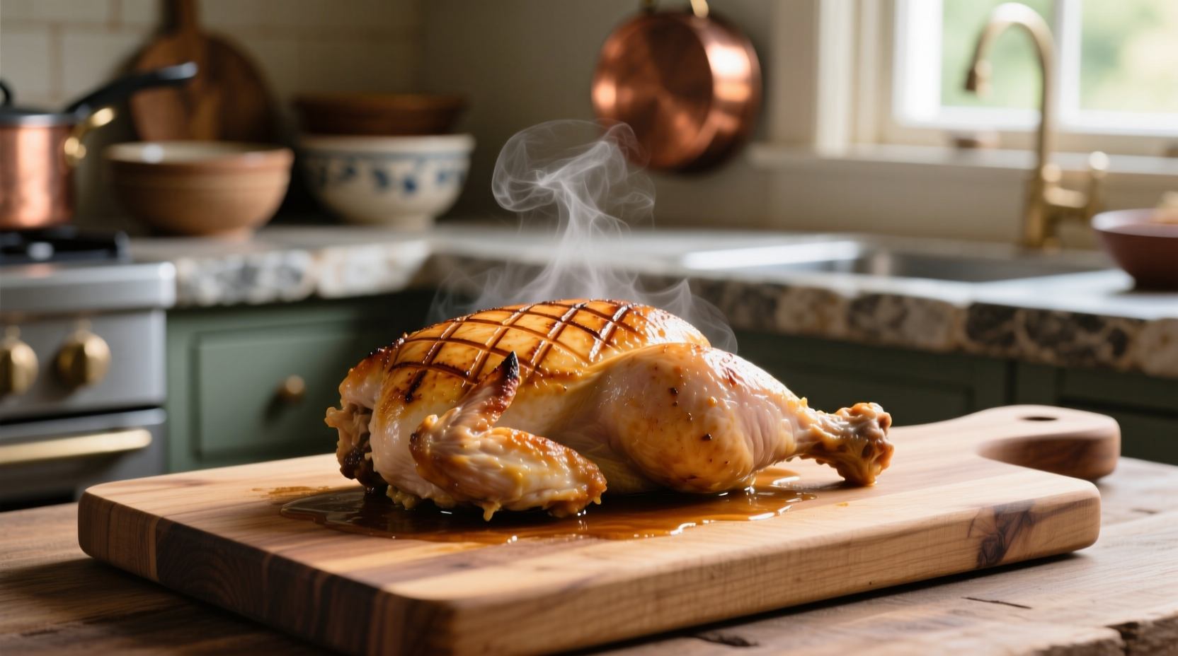 Perfectly cooked crock pot chicken breast on cutting board