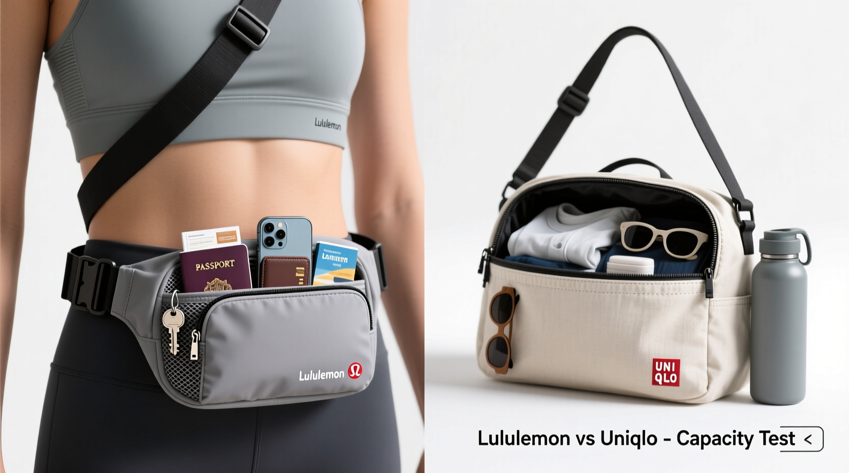 lululemon belt bag vs uniqlo shoulder bag which holds more travel essentials