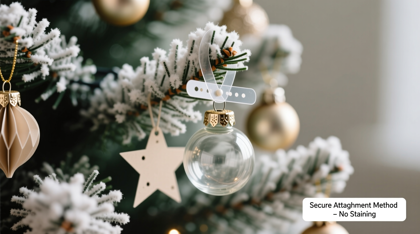 how to secure lightweight ornaments on a flocked tree without them sliding off or staining the flocking