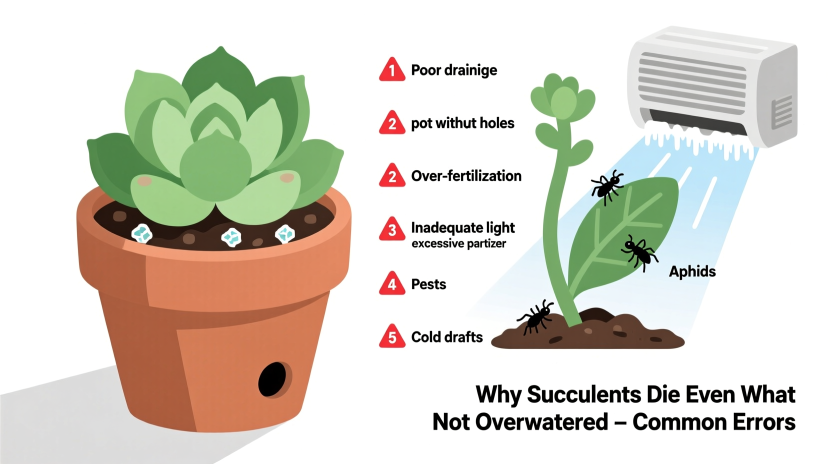 why do succulents die even when not overwatered common errors