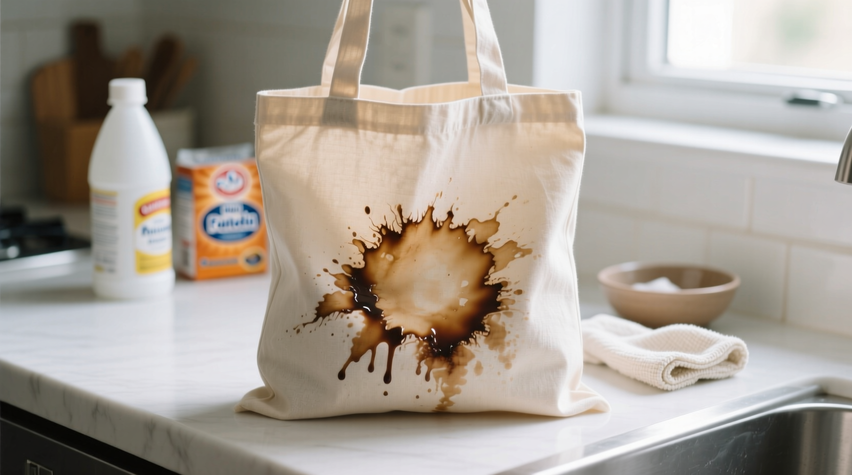 coffee ring removal for cotton tote bags