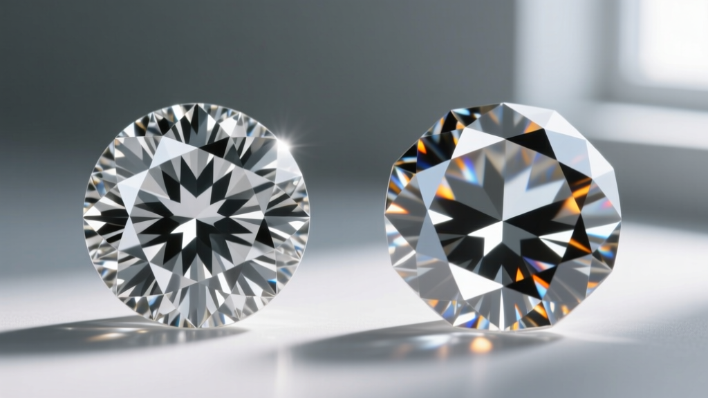 Macro comparison of Old European and Transitional Cut diamonds showing distinct facet patterns under 10x gemological magnification