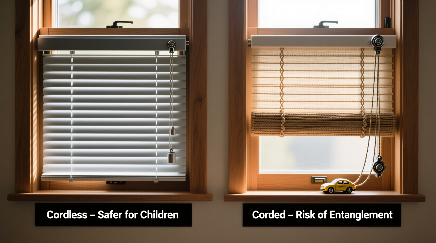 cordless blinds vs corded safety features and are they harder to operate