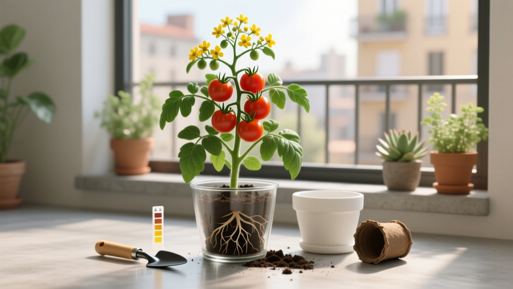 Indoor Tomato Pollination & Repotting Guide