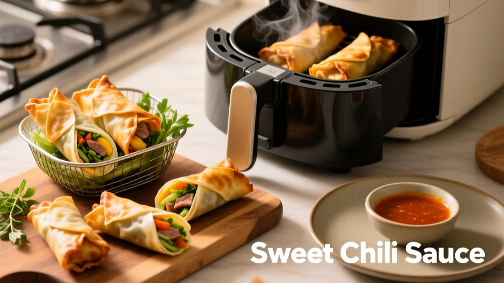 Crispy Frozen Egg Rolls in Air Fryer Oven (No Oil!)