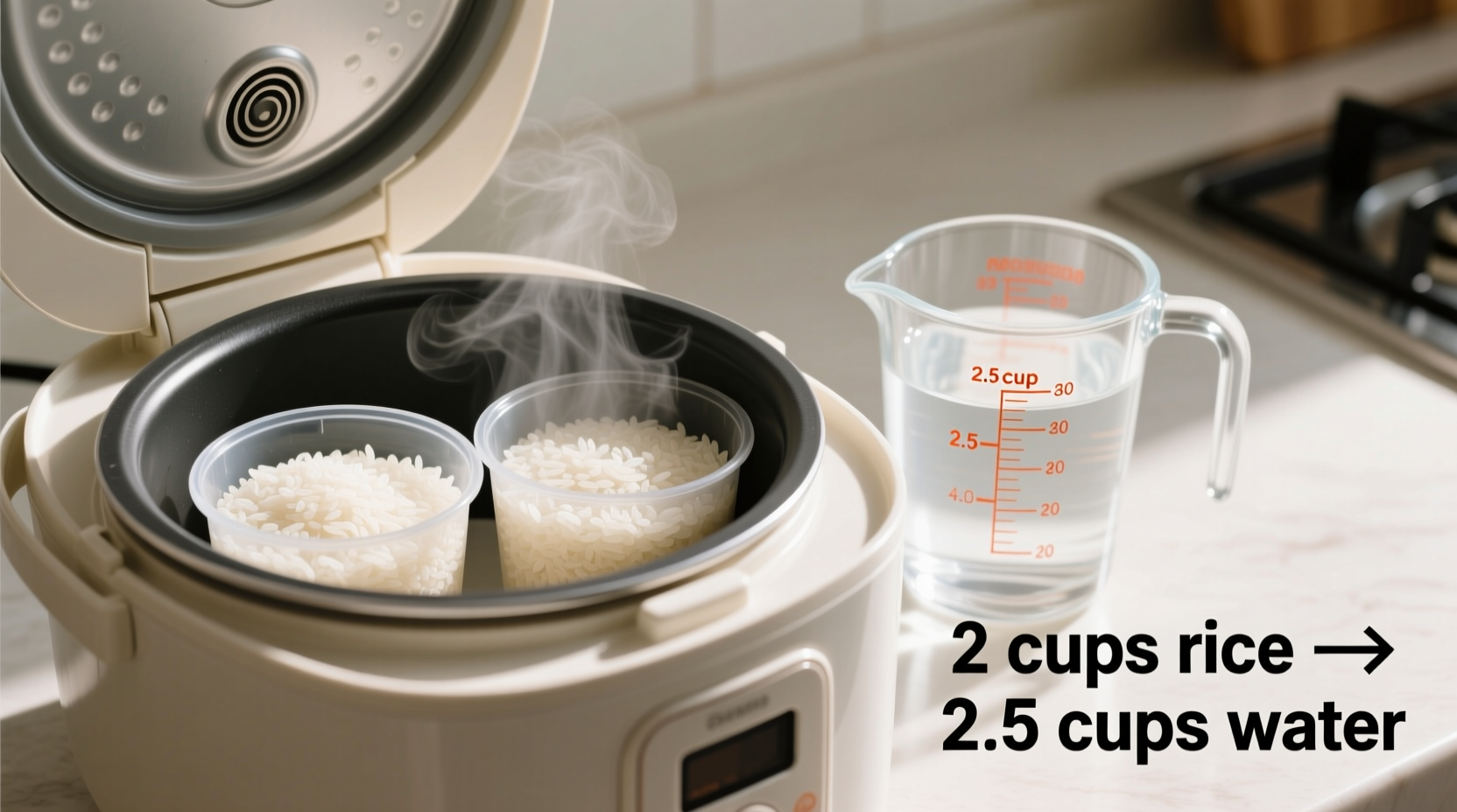 rice in cooker how much water