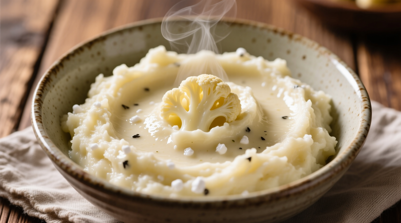 Healthy mashed potatoes with visible cauliflower blend