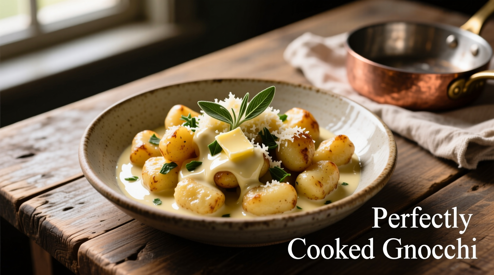 Perfectly cooked instant potato gnocchi with sage butter sauce
